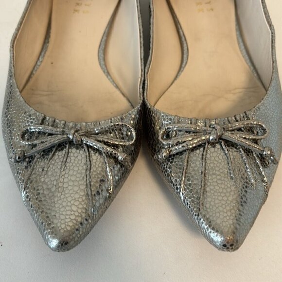 Barney’s New York bronze metallic leather pointed ballet flats w/ bow size 7.5 - Picture 2 of 9